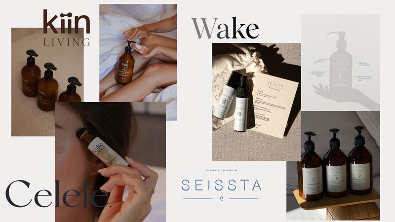 Mockups de líneas de amenities co-branded con Etereo